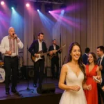 Formație românească cântând live la un eveniment în Torino atmosferă de nuntă și public entuziast